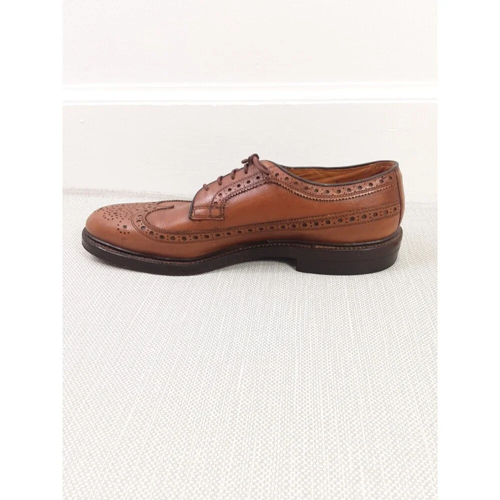 Nettleton Vintage Dress Shoes Size 10 C Brown Leather Oxford Wingtip Brogue Men